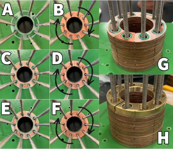 Curvature coil copper layers shown during assembly