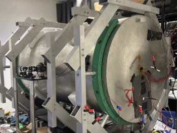 Close view of the magnetic shield apparatus used for magnetometer characterisation